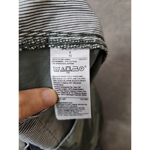 GAP Girlfriend Chino Pants Womens 6 Green Camo Stretch - Picture 8 of 9